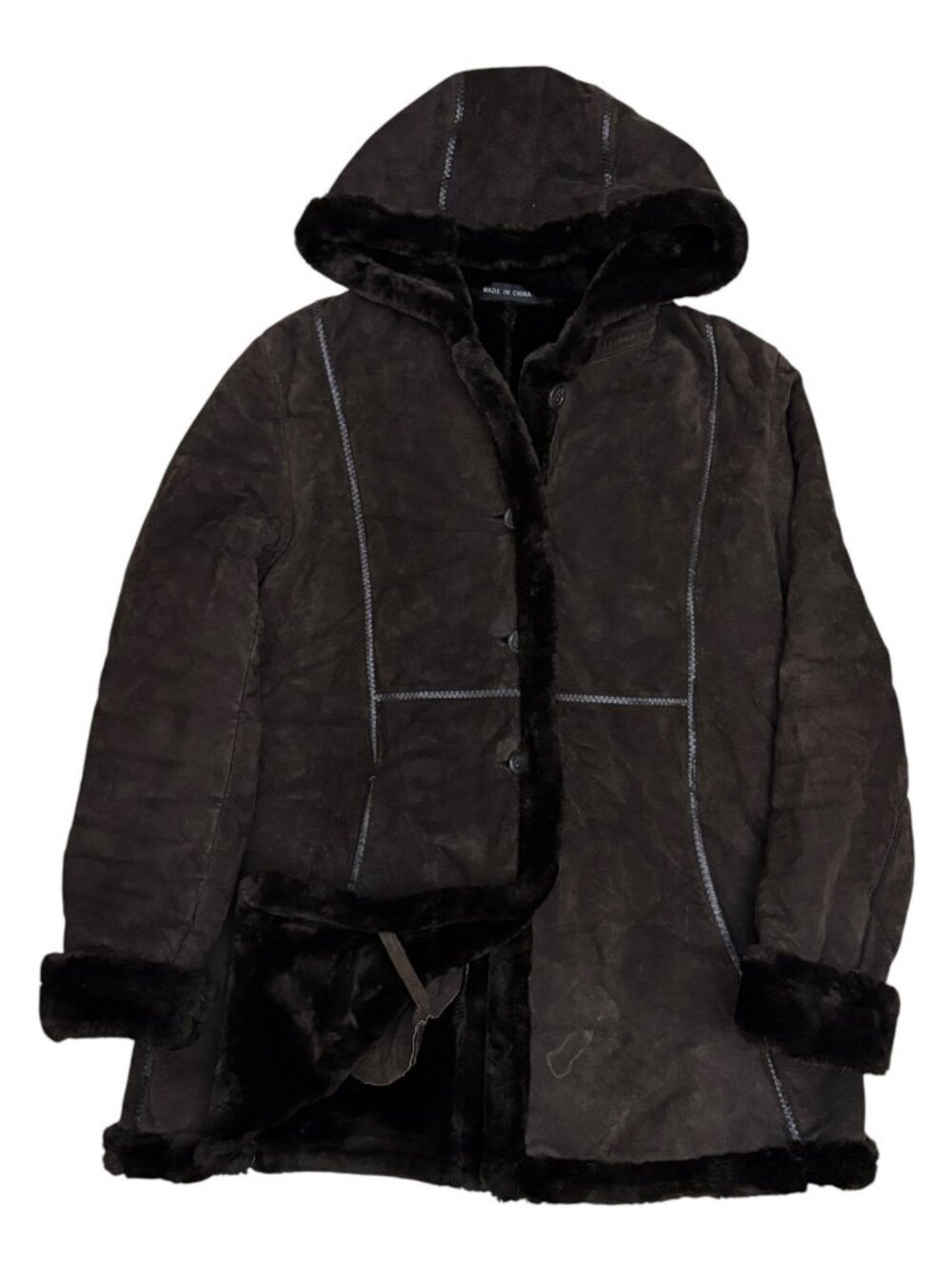 MARVIN RICHARDS LEATHER SHEARLING Coat Wool VINTAGE Jacket Womens Large